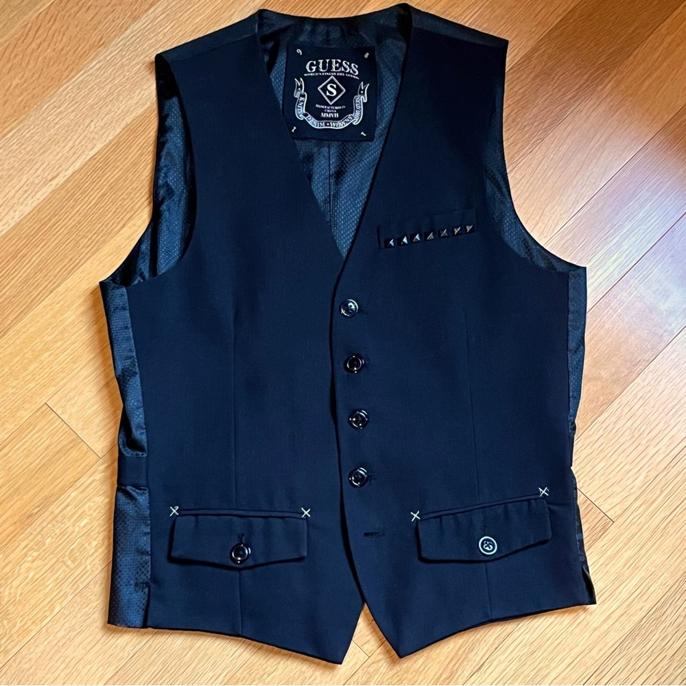 Guess? Stud and Stitch Detail Waistcoat Vest - Small
